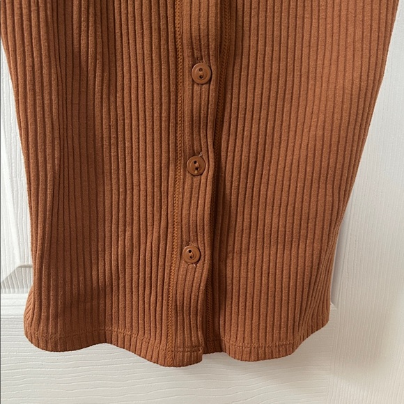 Free People Rust Ribbed Button-Front Tank Top - Picture 4 of 5